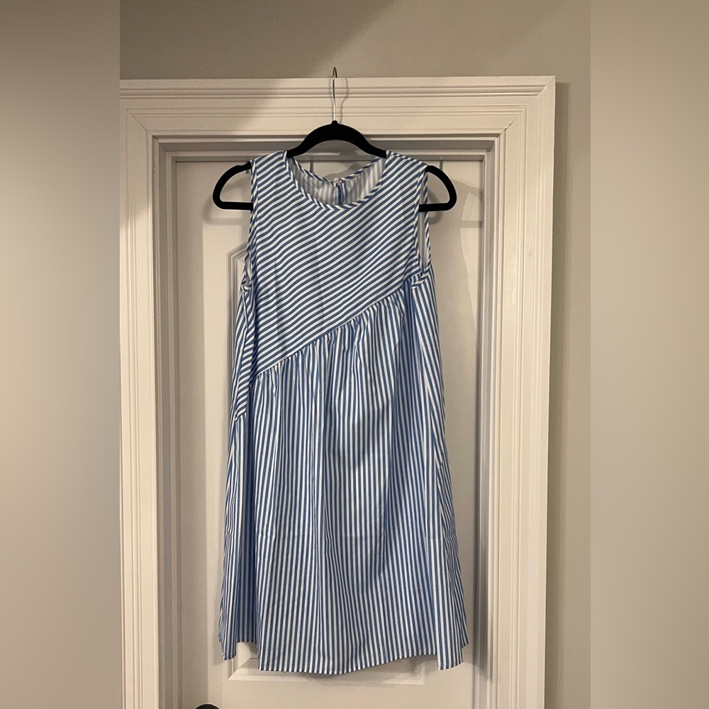 Blue and White Striped Dress